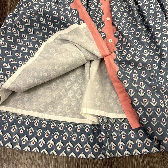 Daydress 100% Cotton Handwoven Blue Floral Button Midi Dress Medium Cottagecore - Picture 7 of 16